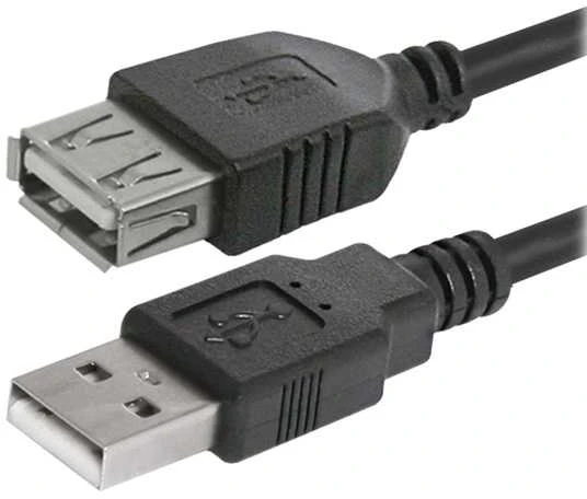 USB prailginimo kabelis su logotipu (2.0), USB A M - USB A F, 3m, juodas, lizdinėje plokštelėje, EOL