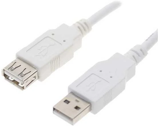 USB prailginimo kabelis su logotipu (2.0), USB A M - USB A F, 0,3 m, baltas, lizdinė pakuotė, EOL