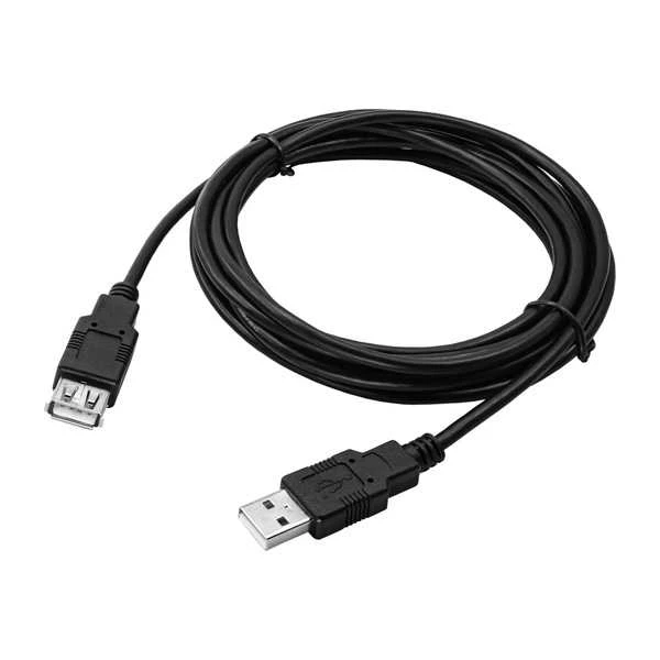 USB prailginimo kabelis su logotipu (2.0), USB A M - USB A F, 3m, juodas, lizdinėje plokštelėje, EOL