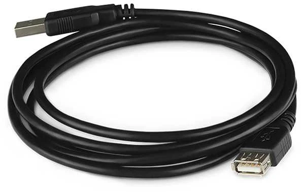 USB prailginimo kabelis su logotipu (2.0), USB A M - USB A F, 1.8m, juodas, lizdinė plokštelė, EOL