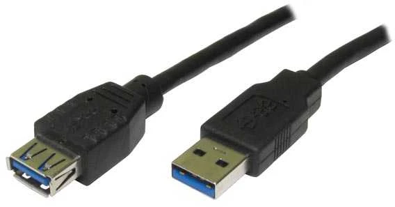 Neutralle USB prailginimo kabelis su logotipu (3.0), USB A M - USB A F, 1.8m, juodas, lizdinė plokštelė, EOL
