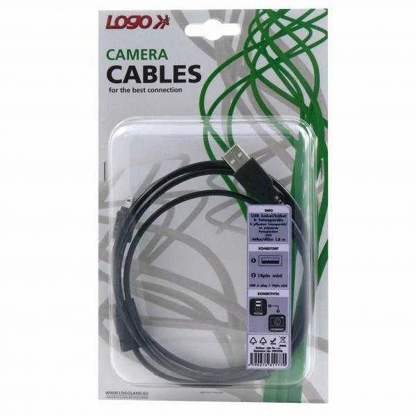Logo USB kabelis (2.0), USB A M - 14-pin M, 1.8m, juoda, blister, FUJI, EOL