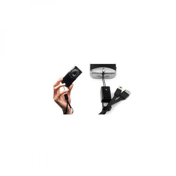 USB kabelis su logotipu (2.0), USB A M - microUSB (M), 0.3m, juodas, riešo dirželis, EOL