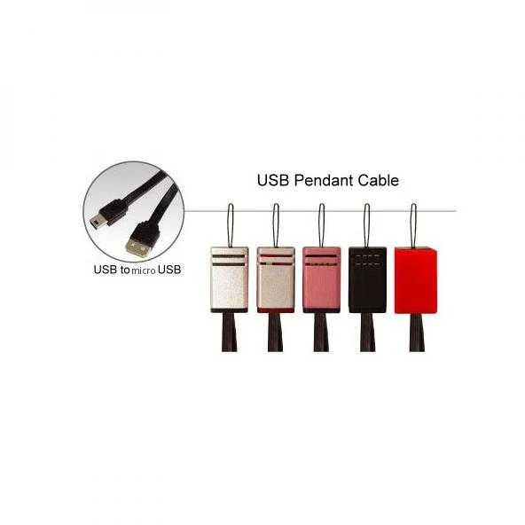 USB kabelis su logotipu (2.0), USB A M - microUSB (M), 0.3m, juodas, riešo dirželis, EOL