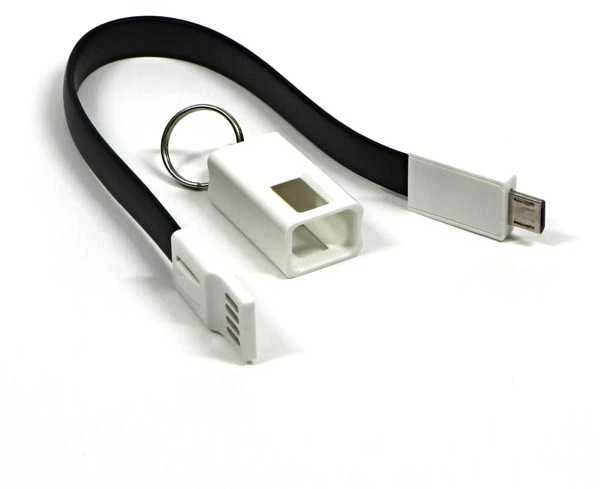 USB kabelis su logotipu (2.0), USB A M - microUSB (M), 0.2m, juodas, lizdinė plokštelė, raktų žiedas, EOL