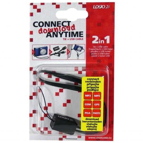 Logotipas USB laidas (2.0), USB A M - miniUSB (M), 0,3m, juoda, fotoaparato dirželis, EOL