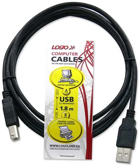 USB kabelis su logotipu (2.0), USB A M - USB B (M), 1.8m, EOL