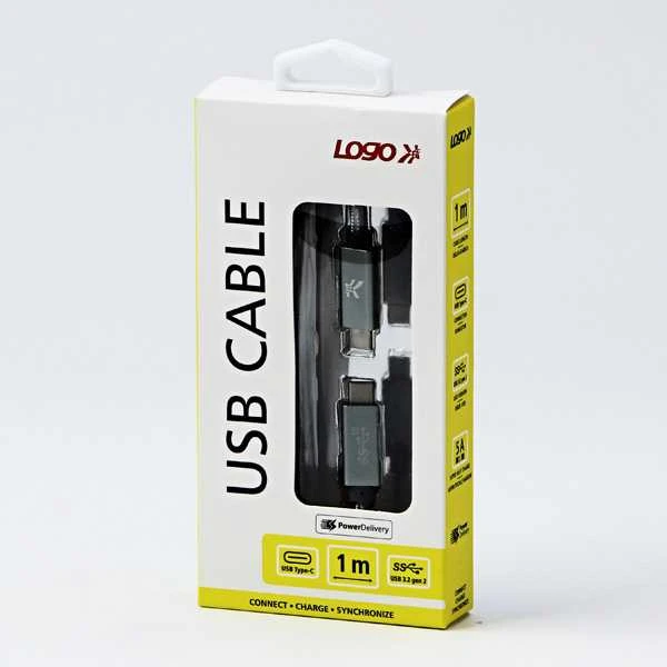 USB kabelis Logotipas USB-C - USB-C 1 m Baltas