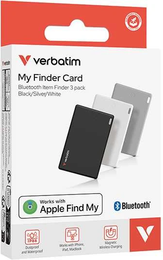 Verbatim My Finder Card Bluetooth juodas sidabrinis ir baltaas – daiktų ieškikliai 3vnt MYFCR-03BSW 32141