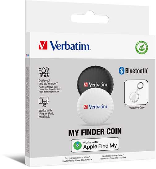 Verbatim My Finder Coin Bluetooth juoda balta - daiktų ieškiklis 2vnt MYFC-02BW 32134