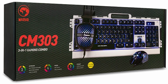 Klaviatūra Marvo žaidimų rinkinys CM303, CZ/SK