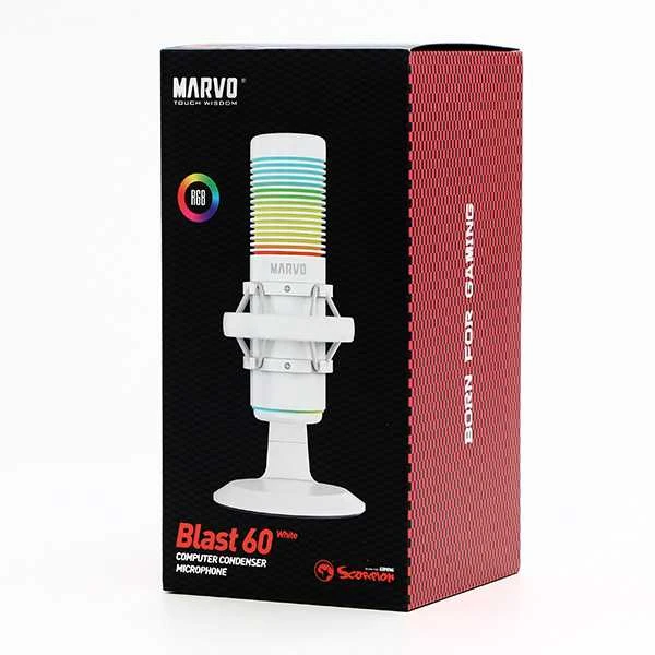 Marvo MIC-07 RGB baltas laidinis mikrofonas |USB
