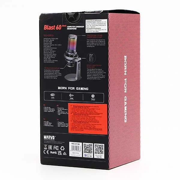 Marvo MIC-07 RGB juodas laidinis mikrofonas |USB