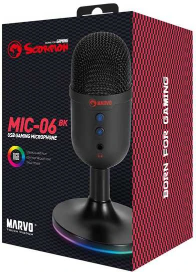 Marvo MIC-06 RGB juodas laidinis mikrofonas |USB