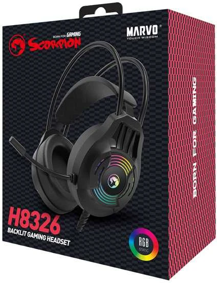 Marvo H8326 ausinės su RGB apšvietimu pakuotėje