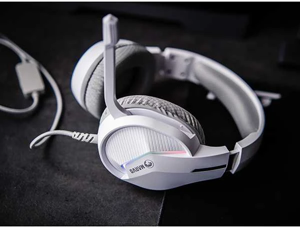 MARVO H8618 WH Tactic 40 RGB Laidinės žaidimų ausinės | USB | Baltos