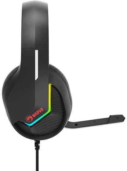 MARVO H8618 BK Tactic 40 RGB Laidinės žaidimų ausinės | USB | Juodos