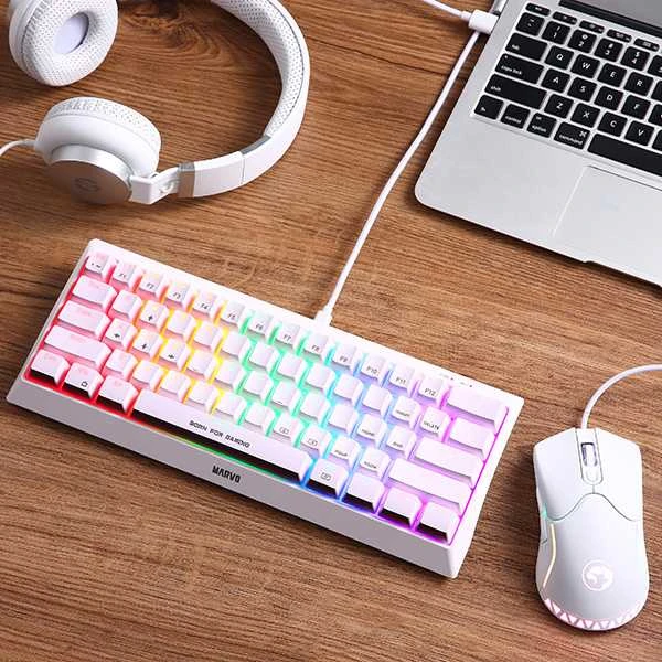 Marvo HECATE 61R klaviatūra su laidu (USB) US, balta mechaninė