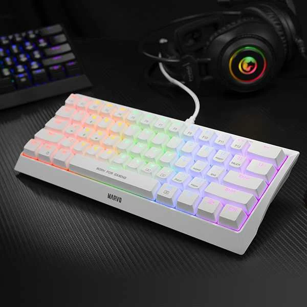 Marvo HECATE 61R klaviatūra su laidu (USB) US, balta mechaninė