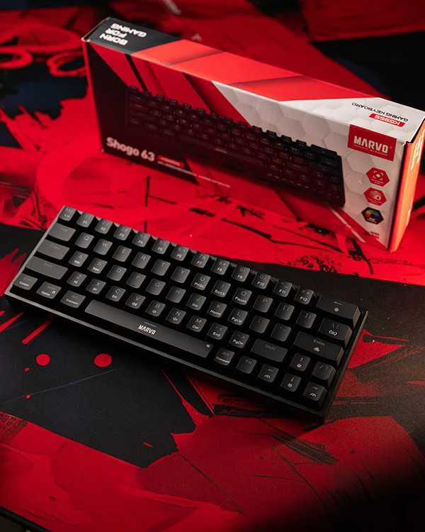 MARVO KG955 Shogo 63 RGB Laidinė žaidimų klaviatūra | USB-C | Juoda, 60%