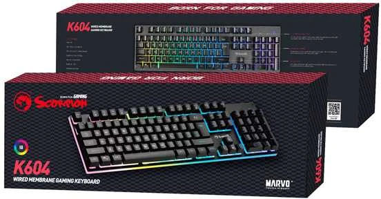 Marvo K604 laidinė membraninė klaviatūra su RGB (US, Membrane switch)