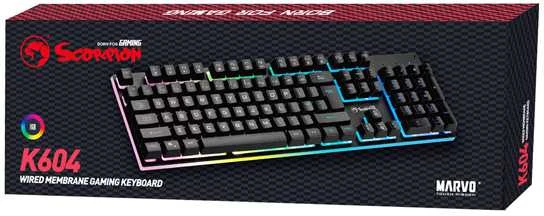 Marvo K604 laidinė membraninė klaviatūra su RGB (US, Membrane switch)