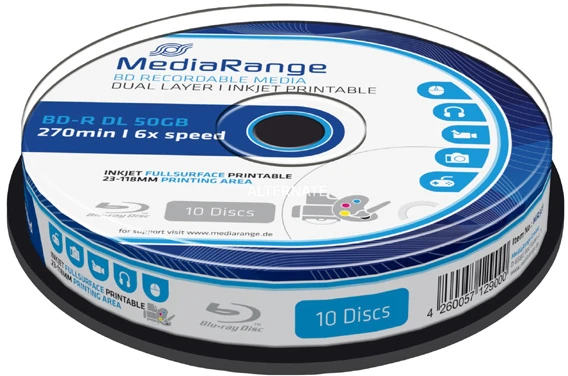 MediaRange BD-R DL 50 GB 6x 10 vnt (MR509)