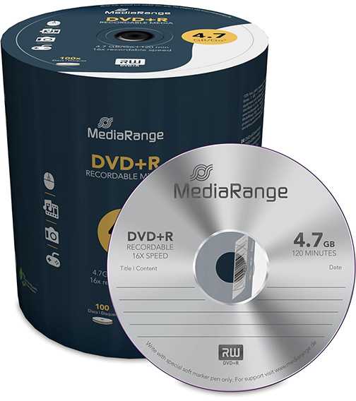 MediaRange DVD+R 4.7 GB 16x 100 vnt (MR443)