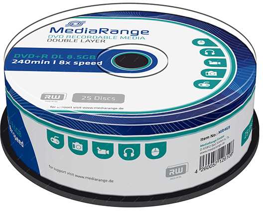 MediaRange DVD-R DL 8.5 GB 8x 25 vnt (MR469)
