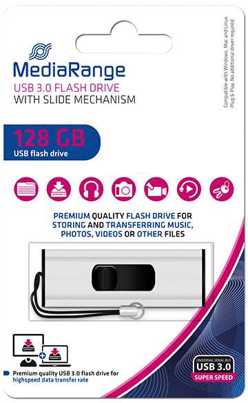 STICK 128GB USB 3.2 MEDIARANGE MR918 USB Type-A Micro-USB - Dia - Juodas - Sidabrinė