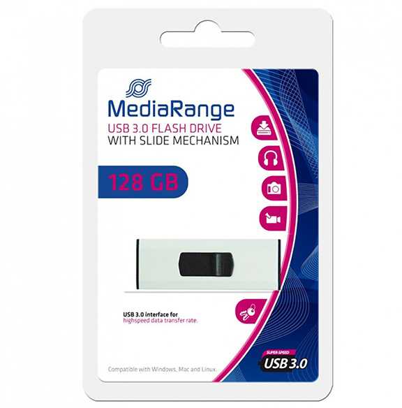 STICK 128GB USB 3.2 MEDIARANGE MR918 USB Type-A Micro-USB - Dia - Juodas - Sidabrinė