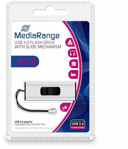 STICK 16GB USB 3.2 MEDIARANGE MR915 USB Type-A Micro-USB Dia - Juodas - Sidabrinė