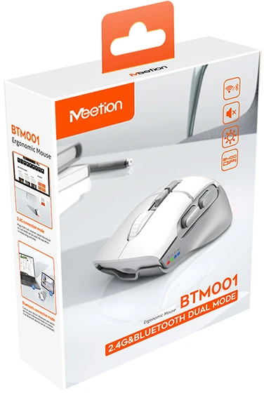 Meetion BTM001 Bevielė pelė, balta ir-pilka, 2400DPI