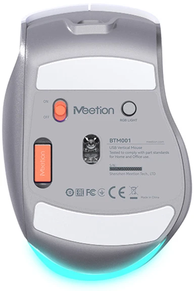 Meetion BTM001 Bevielė pelė, balta ir-pilka, 2400DPI