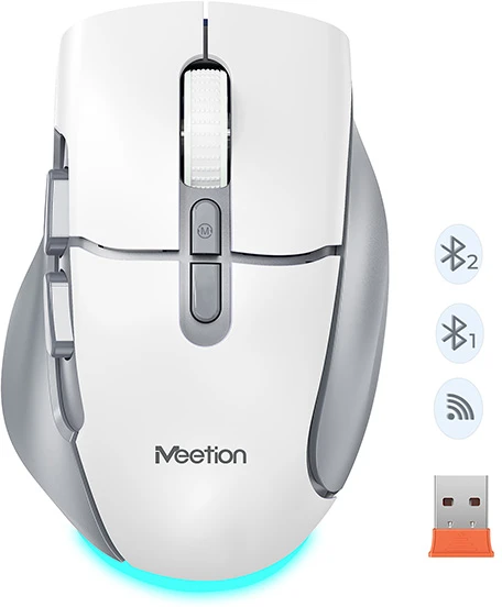 Meetion BTM001 Bevielė pelė, balta ir-pilka, 2400DPI