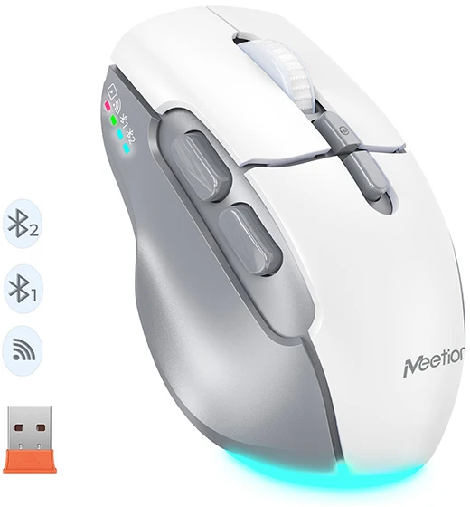 Meetion BTM001 Bevielė pelė, balta ir-pilka, 2400DPI
