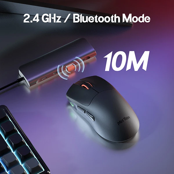 Meetion GW12 Pelė juoda, 12800DPI, Tri-Mode