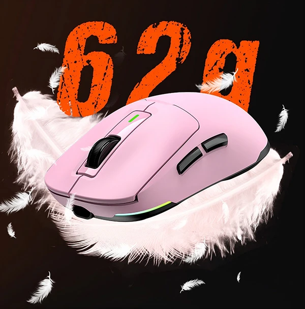 Meetion GW24 Pelė rožinė, 8000DPI, Tri-Mode