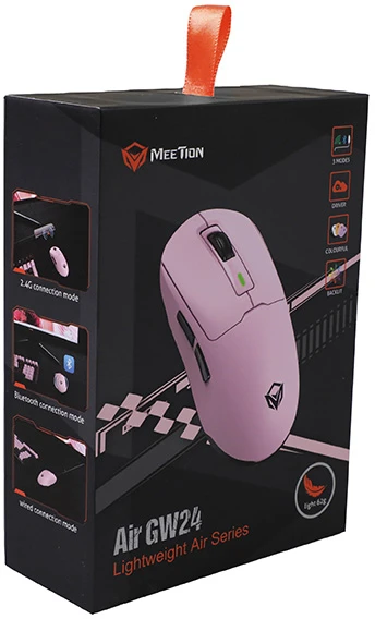 Meetion GW24 Pelė rožinė, 8000DPI, Tri-Mode