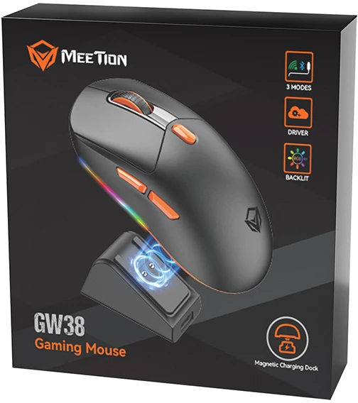 Meetion GW38 Pelė juoda, 8000DPI, Tri-Mode