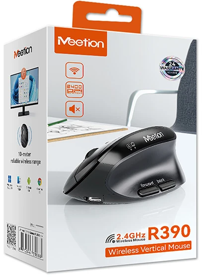 Meetion R390 Bevielė pelė, juoda, 2400DPI