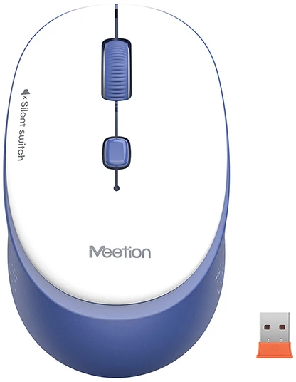 Meetion R571 Bevielė pelė, balta ir-mėlyna, 1600DPI