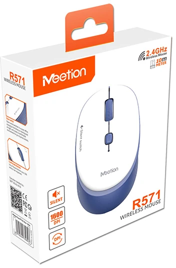 Meetion R571 Bevielė pelė, balta ir-mėlyna, 1600DPI