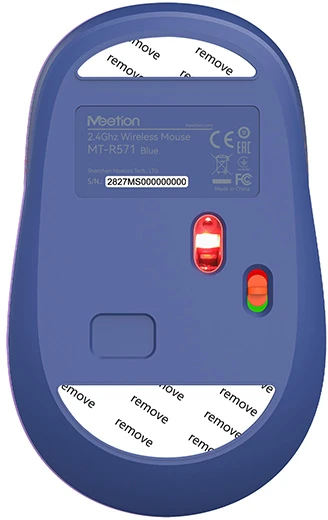 Meetion R571 Bevielė pelė, balta ir-mėlyna, 1600DPI