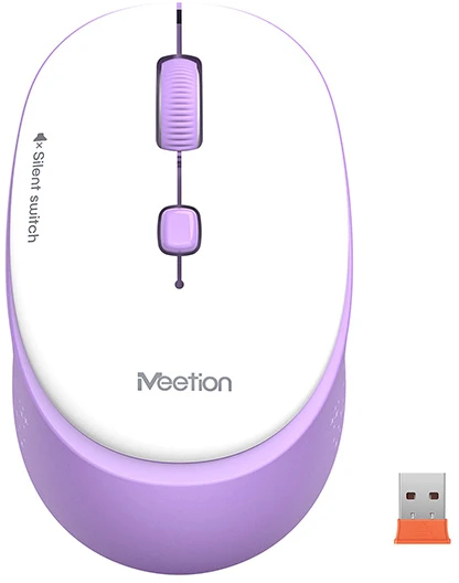 Meetion R571 Bevielė pelė, balta ir-violetinė, 1600DPI