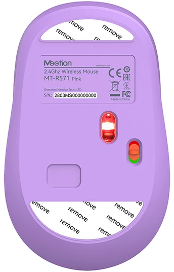 Meetion R571 Bevielė pelė, balta ir-violetinė, 1600DPI