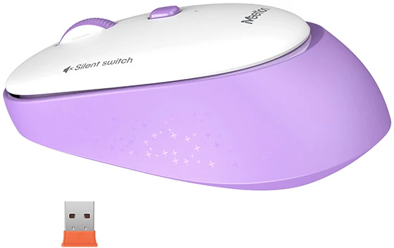 Meetion R571 Bevielė pelė, balta ir-violetinė, 1600DPI