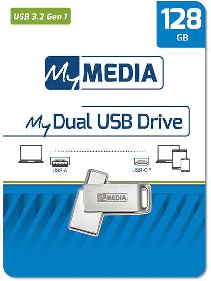 Verbatim „MyMedia MyDual USB 3.2 Gen 1“, USB 3.2 Gen 1, 32 GB, 69269, sidabrinė, 69269, USB A / USB C, su pasukamu dangteliu