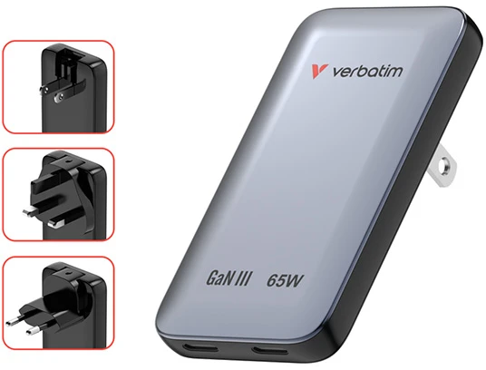 Nabíječka Essentials Slim, Įkroviklis jungiama į tinklą GaN USB-C1 PD 3.0 , USB-C2 PD 3.0, pilka, 65W