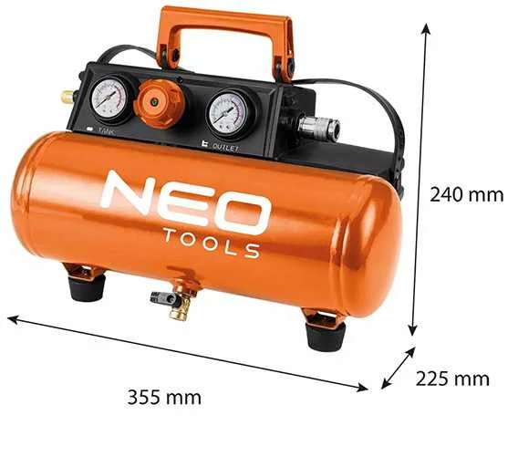 Neo „Energy+“ 18 V akumuliatorinis kompresorius, 8 barai, 3,8 l, be akumuliatoriaus